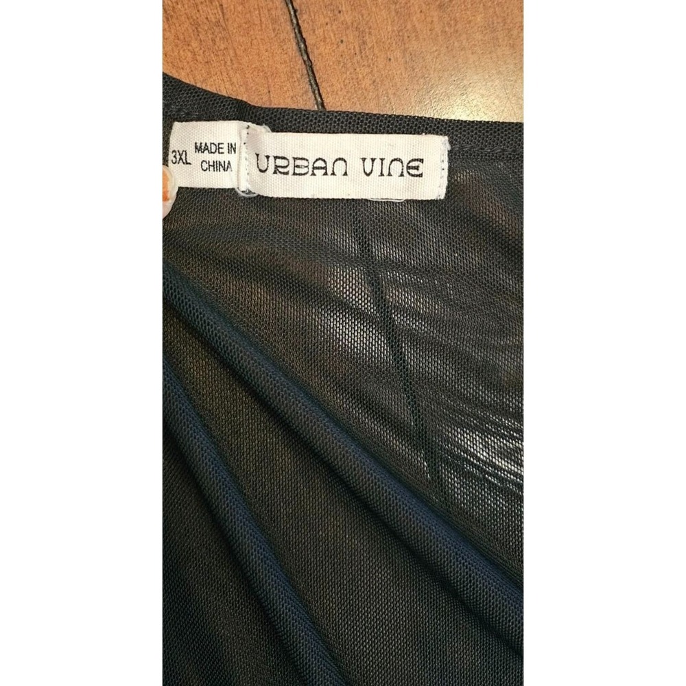 Urban Vine Peasant Blouse Size 3xl Black long sleeve Semi Sheer - Picture 3 of 8